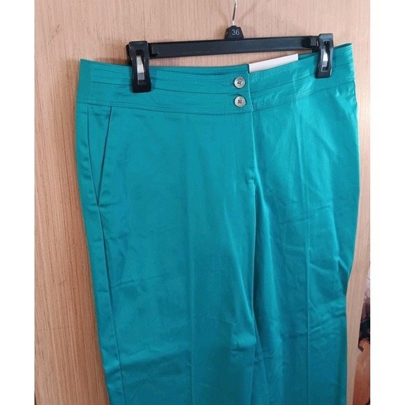 Cato 8 Womens Contemporary Trousers Viridian Green Stretch Mid Rise Slimming - Picture 3 of 8